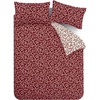 Catherine Lansfield Червено единично фланелено спално бельо 135x200 cm Grace Floral Leaf - Catherine Lansfield (BD/58945/W/SQS/RE)