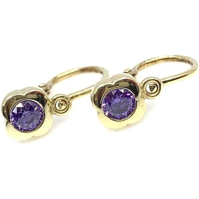 Jan Kos jewellery zlaté náušnice s fialovým kamenem 59616914