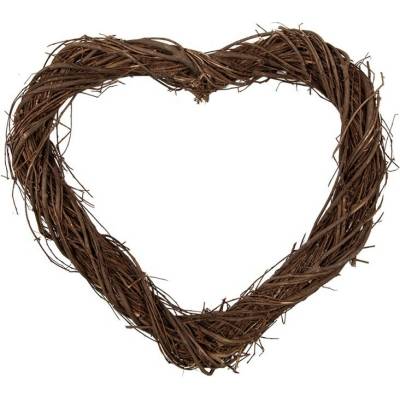 Clayre & Eef Přírodní hnědé proutěné srdce Woodly S - 30*3*30 cm - Clayre & Eef