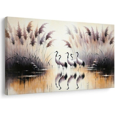 Obraz jeřábi u rákosí - 90x60