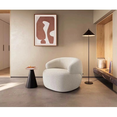Delife Nova 88x88 cm bouclé krémovo-bílá