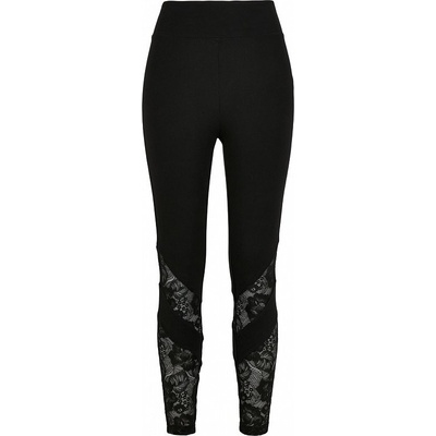 Urban Classics dámské čipkované legíny Ladies Highwaist Lace Inset leggings black