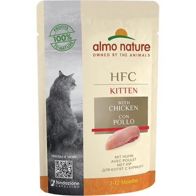 Almo Nature 12x55г Kitten Almo Nature HFC, консервирана храна за котки - с пилешко