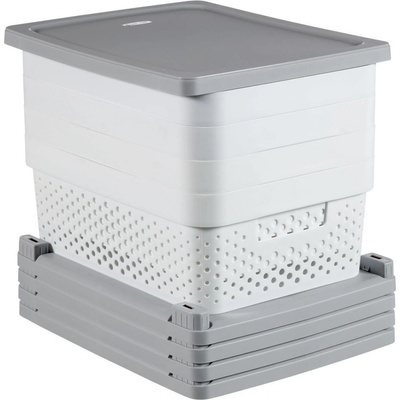 CURVER Infinity skrinka s bodkami 4x 11 l, biela