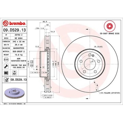 BREMBO Brzdový kotouč 09.D529.13