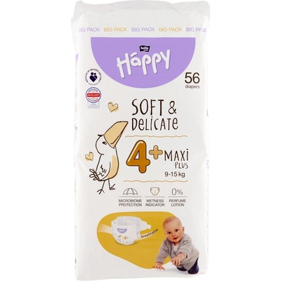 Bella Happy 4+ MAXI PLUS Big Pack 9-15 kg 56 ks