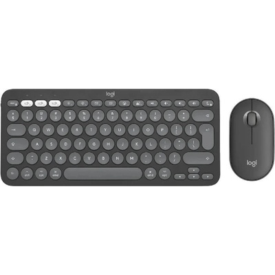 Комплект безжична мишка и безжична клавиатура за Mac за PC - Logitech Pebble 2 Combo Multi-Device Bluetooth Keyboard With Mouse (черен) (920-012233)