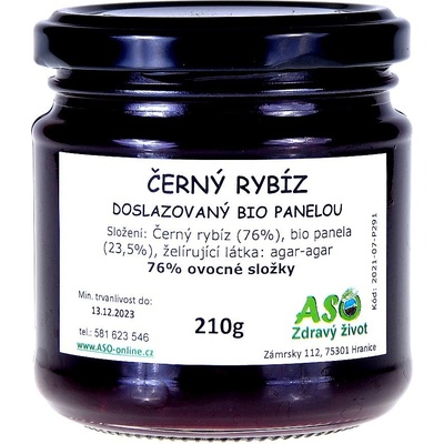 ASO Zdravý život černý rybíz doslazovaný Bio panelou 210 g
