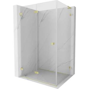 Mexen Lunar-F L сгъваема душ кабина лява 95 x 80 см, прозрачна, златна четка - 836L-095-080-55-00-L (836L-095-080-55-00-L)