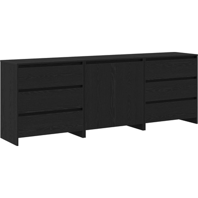 vidaXL Служебен шкаф 3 pcs Черно 70 x 41 x 75 см Инженерно дърво (3332501)