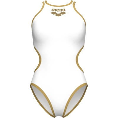 arena Дамски бански костюм Arena Women's Big Logo One Piece Swimsuit - White / Gold R - размер 34 (EU) (150-5848-0313)
