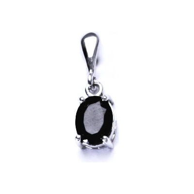 Čištín Stříbrný přívěsek přírodní černý spinel pleonast P 1245