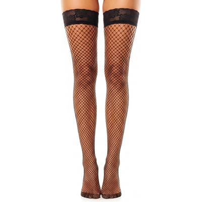 Glamory luxusní síťované samodržící punčochy Mesh s krajkovým lemem black