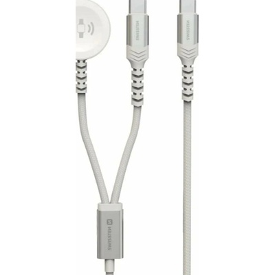 Swissten 22065504 OPLETENÝ MAGNETICKÝ 2v1 PRO APPLE WATCH A USB-C, USB-C, 1,2m, bílý