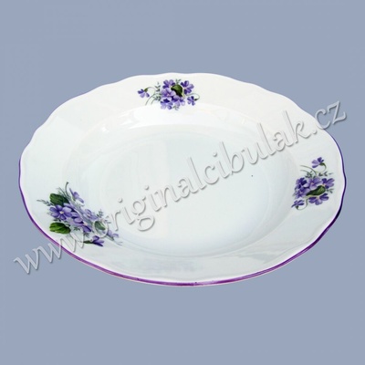 Tanier hlboký Fialky 24m Český porcelán Dubi