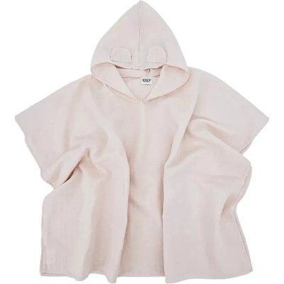 EKO pončo mušelínové s kapucí a oušky rose pink 75 x 120 cm