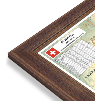 Excart Maps Švýcarsko - nástěnná mapa 140 x 100 cm Varianta: mapa v dřevěném rámu, Provedení: Volta