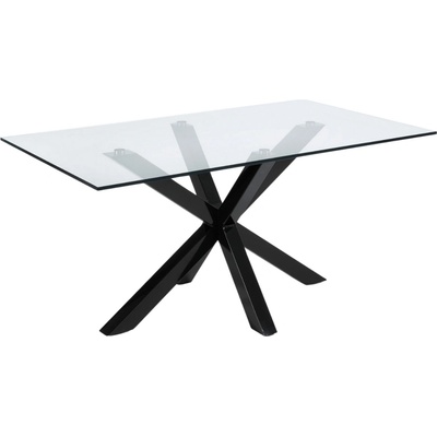 Kave Home Skleněný jídelní stůl Argo černá podnož 160 x 90 cm