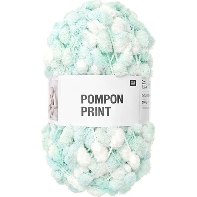 Rico design háčkovací bambulková příze POMPON Print tyrkysovo-bílá - 1 ks