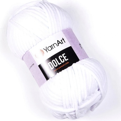 YarnArt Pletací příze DOLCE 741 bílá, efektní, 100g/120m