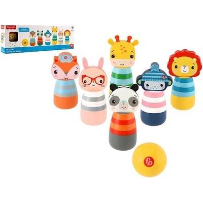 Teddies Kuželky zvířátka 6 ks dřevo