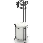 TEKNO TEL Двойна поставка за тоалетна хартия и кофа за боклук tekno tel tr mg 095, 3 л, 20х20х57 см, Черен мат (7776150034)
