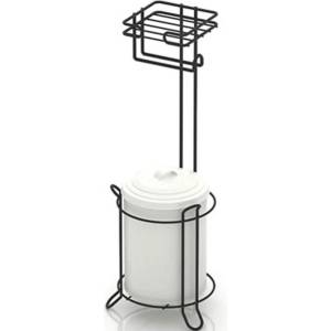 TEKNO TEL Двойна поставка за тоалетна хартия и кофа за боклук tekno tel tr mg 095, 3 л, 20х20х57 см, Черен мат (7776150034)