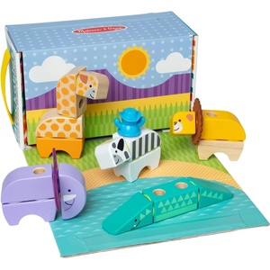 Melissa & Doug Дървен конструктор Melissa & Doug Blockables - Сафари, 34 части (6074903)