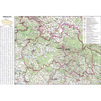 Liberecký kraj - nástěnná mapa 113 x 83 cm, lamino + lišty