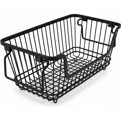 AROMELIO Kovový košík na ovoce s držadly černá 34 x 18 x 14 cm