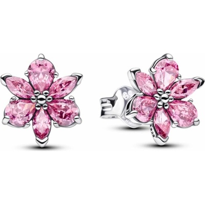 PANDORA stříbrné náušnice Růžová květina 292633c02