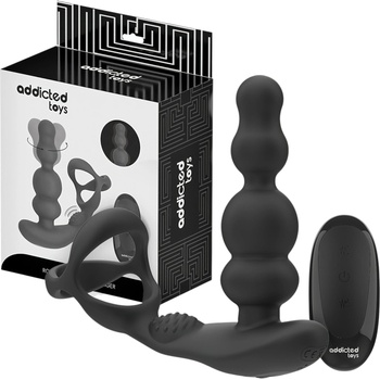 Image 1 of Addicted Toys - анален вибратор с въртяща се глава и пенис пръстен - черен