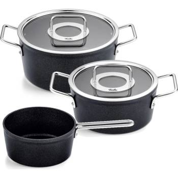 Fissler Set cratita Fissler Adamant/aluminiu, 3 bucati, acoperita cu capac de sticla, antiaderenta (1 cratita, 1 caserola, 1 cratita) - inductie (156-115-03-000/0)