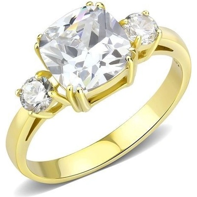 Šperky4U Zlacený ocelový prsten se zirkony AL 0049