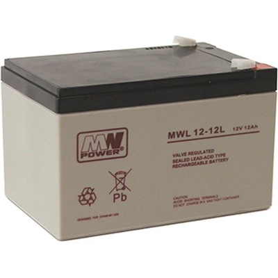 MW Акумулаторна батерия MWL 12-12/MWL 12-12L, 12V, 12Ah, AGM, F1/F2 конектори (MWL 12-12 / MWL 12-12L)
