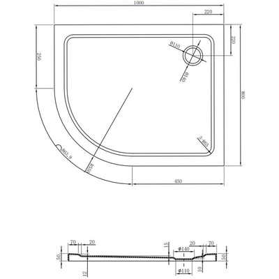 Mexen Flat slim 100 x 80 cm 41708010P
