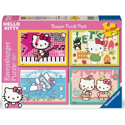 Ravensburger Пъзел Ravensburger от 4 x 100 части - Хайде, Hello Kitty! (12004159)