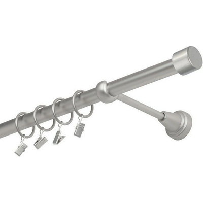 OK-GarnýžeCZ Garnýž kovová jednořadá 19mm Pullo satina 160 cm do stěny / kroužky s žabkou