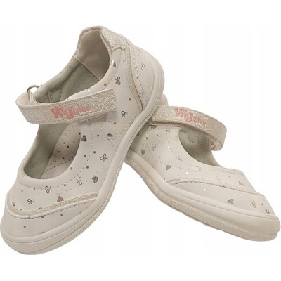 Wojtyłko balerínky bílé mašličky seruszka na suchý zip