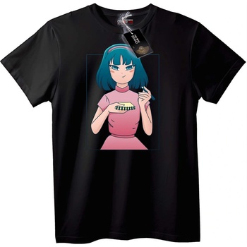 NOONEBRAND Тениска Anime Момиче с Торта - L, White