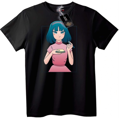 NOONEBRAND Тениска Anime Момиче с Торта - L, White