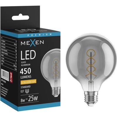 Mexen Vintis LED спирална нажежаема жичка E27, G95, 8W, Топла - 2200K, 450 lm, опушен (L167-E27-0822-70)