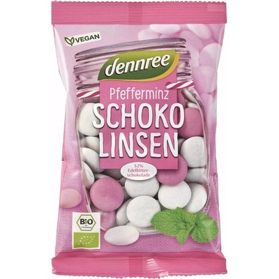 Dennree Čokoládové dražé s pepermitom BIO vegan 100 g