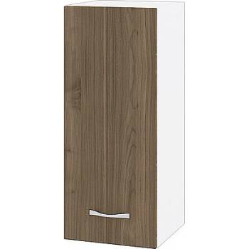 ИРИМ Горен шкаф с врата и рафт Сити БО-1 бяло гладко / орех адмирал 30 см
