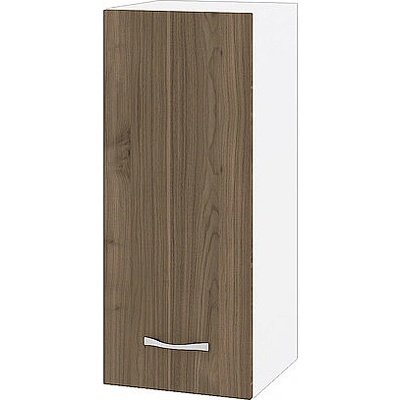 ИРИМ Горен шкаф с врата и рафт Сити БО-1 бяло гладко / орех адмирал 30 см