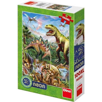 Dino - Puzzle World of dinosaurs neon 100 XXL - 100 piese