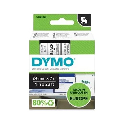 DYMO Етикетираща лента за машини, 24 mm x 7 m, DYMO "D1", прозрачно-черна (53710)