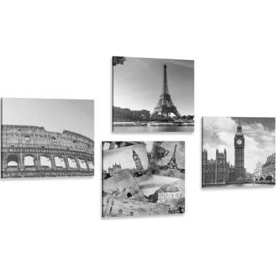 Set obrazů historické bohatství v černobílém provedení - 4x 40x40