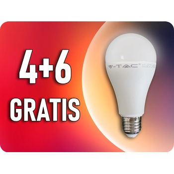 V-TAC E27 LED žiarovka 15W, A65, 4+6 Teplá biela
