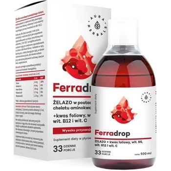 Aura Herbals Ferradrop Желязо + Фолиева киселина с витамини С, В6 и В12, 500 ml, Aura Herbals (10580 AH)